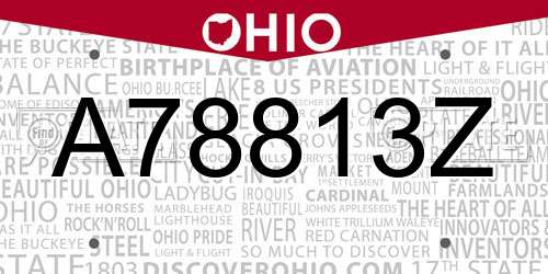 A78813Z Ohio License Plate