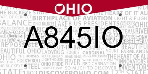 A845IO Ohio License Plate