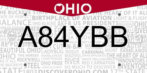 A84YBB Ohio License Plate