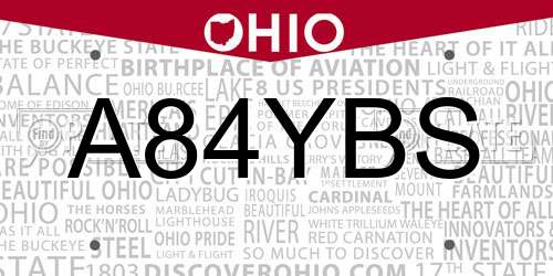 A84YBS Ohio License Plate