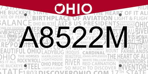 A8522M Ohio License Plate