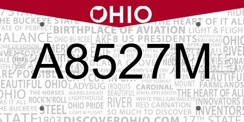A8527M Ohio License Plate