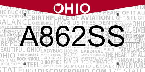 A862SS Ohio License Plate