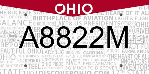 A8822M Ohio License Plate