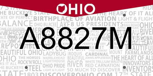 A8827M Ohio License Plate