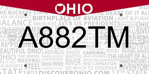 A882TM Ohio License Plate