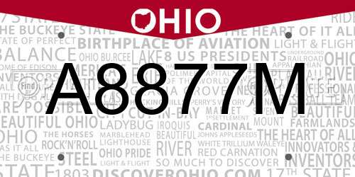 A8877M Ohio License Plate