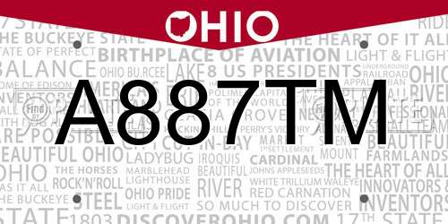 A887TM Ohio License Plate