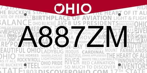 A887ZM Ohio License Plate