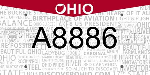 A8886 Ohio License Plate