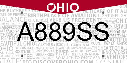 A889SS Ohio License Plate