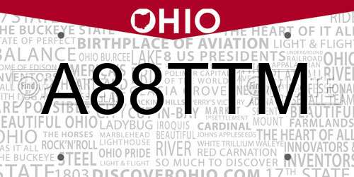 A88TTM Ohio License Plate