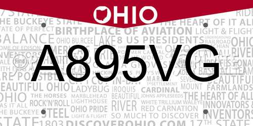 A895VG Ohio License Plate