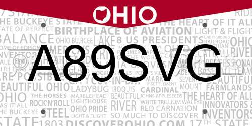 A89SVG Ohio License Plate