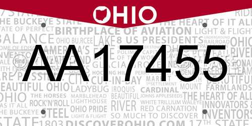 AA17455 Ohio License Plate