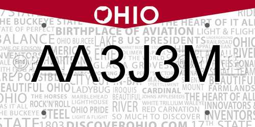 AA3J3M Ohio License Plate