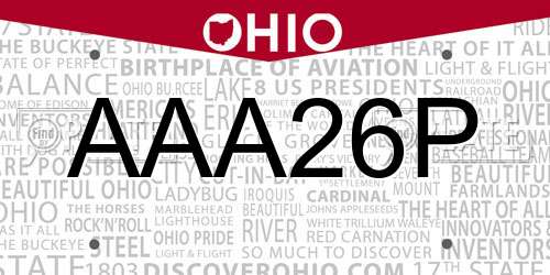 AAA26P Ohio License Plate