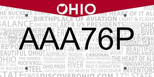 AAA76P Ohio License Plate