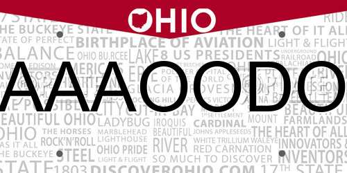 AAAOODO Ohio License Plate