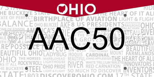 AAC50 Ohio License Plate