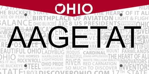 AAGETAT Ohio License Plate