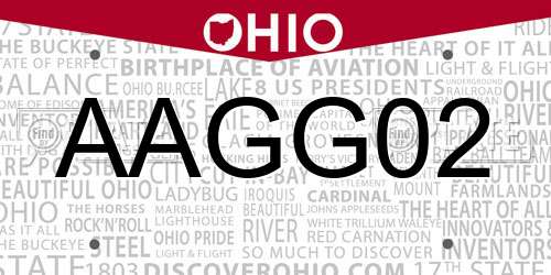 AAGG02 Ohio License Plate
