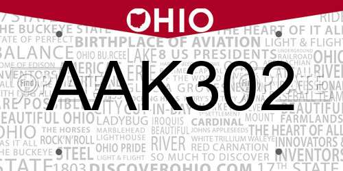 AAK302 Ohio License Plate