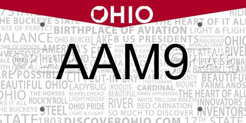 AAM9 Ohio License Plate