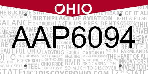 AAP6094 Ohio License Plate