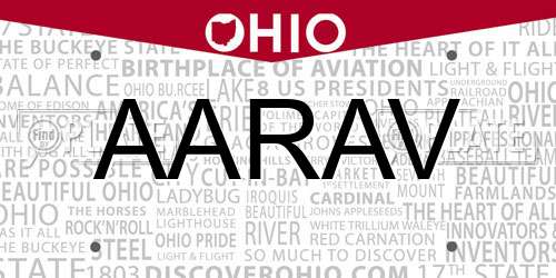 AARAV Ohio License Plate