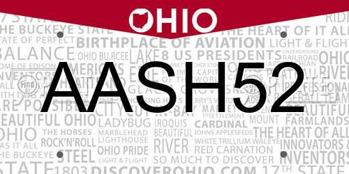 AASH52 Ohio License Plate