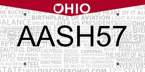AASH57 Ohio License Plate