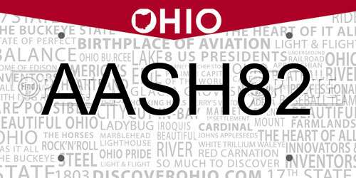 AASH82 Ohio License Plate