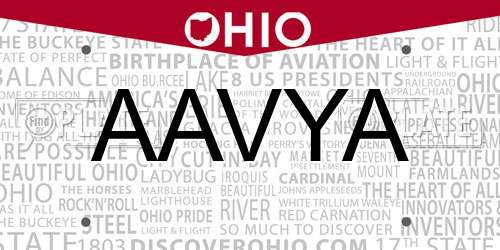 AAVYA Ohio License Plate