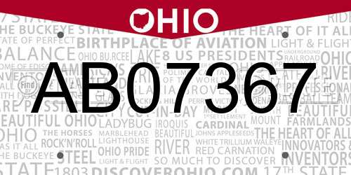 AB07367 Ohio License Plate