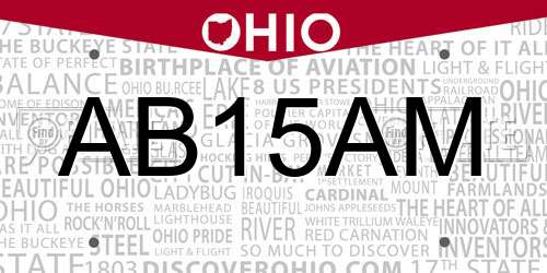 AB15AM Ohio License Plate