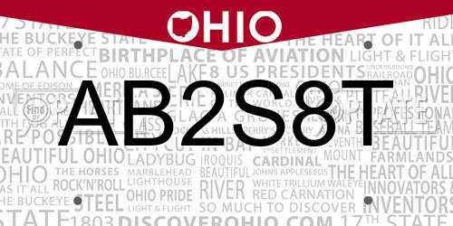 AB2S8T Ohio License Plate