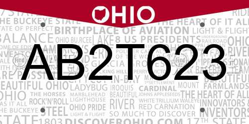 AB2T623 Ohio License Plate