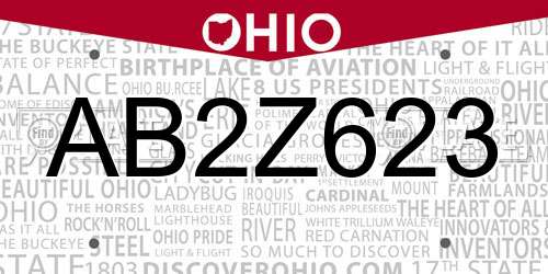 AB2Z623 Ohio License Plate