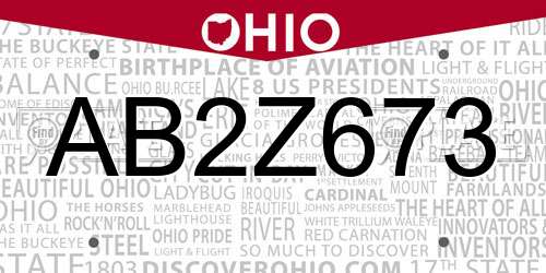 AB2Z673 Ohio License Plate