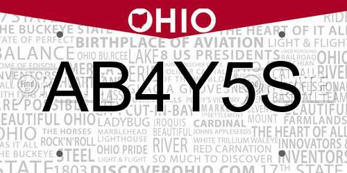 AB4Y5S Ohio License Plate