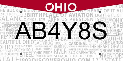 AB4Y8S Ohio License Plate