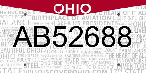 AB52688 Ohio License Plate