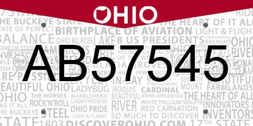 AB57545 Ohio License Plate