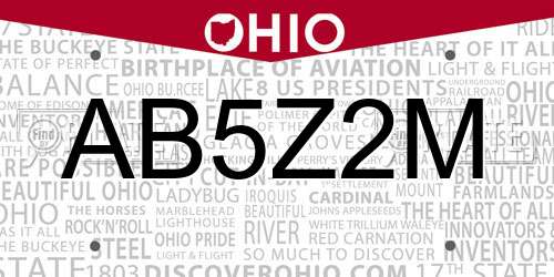 AB5Z2M Ohio License Plate