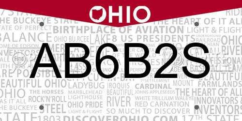 AB6B2S Ohio License Plate