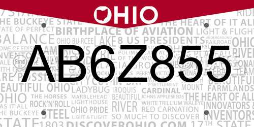 AB6Z855 Ohio License Plate