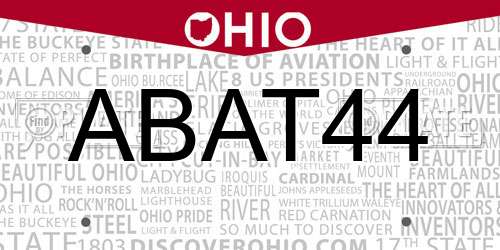 ABAT44 Ohio License Plate