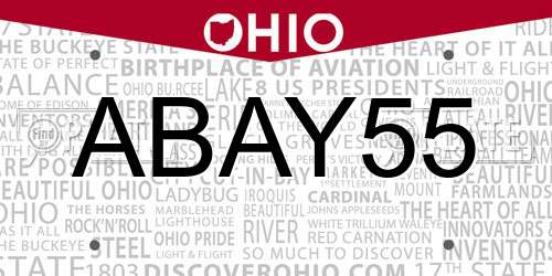 ABAY55 Ohio License Plate