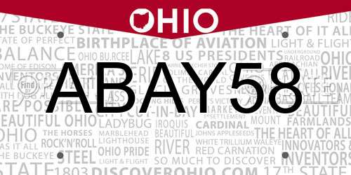 ABAY58 Ohio License Plate